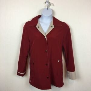 Raincoat Vintage Reversible Regent Park Red Tan Classic Size Small Retro Chic